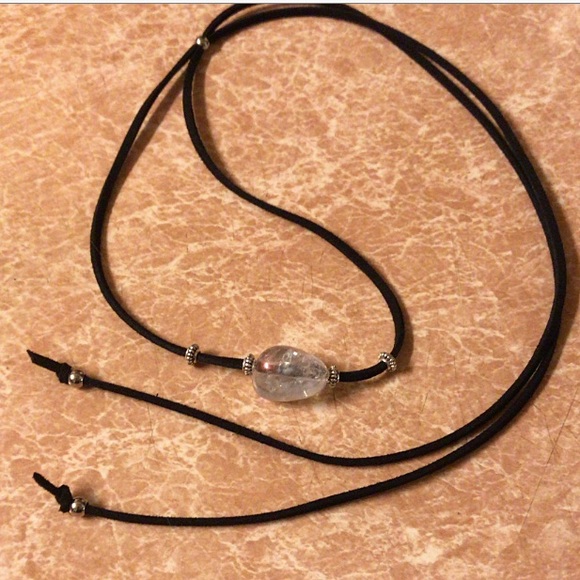 Silverskylight Jewelry - Angel aura crystal black suede adjustable choker